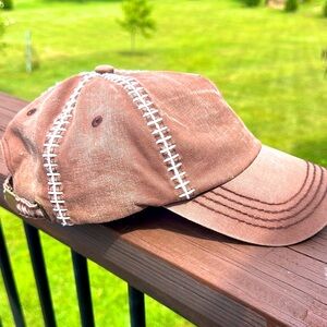 🏈 FOOTBALL BALL CAP!! Brown with white stitches to represent the ball.